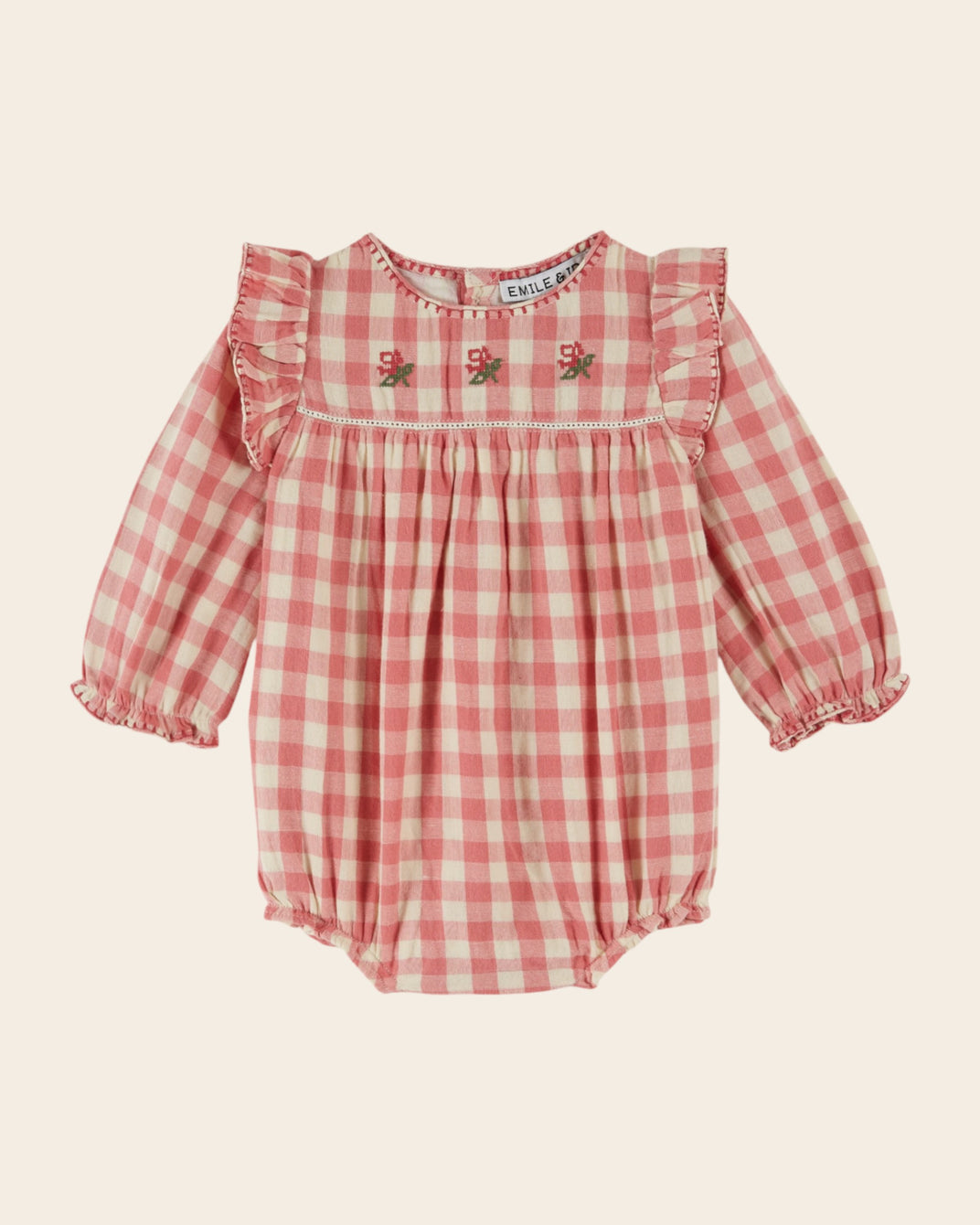 pink gingham check combibloomer