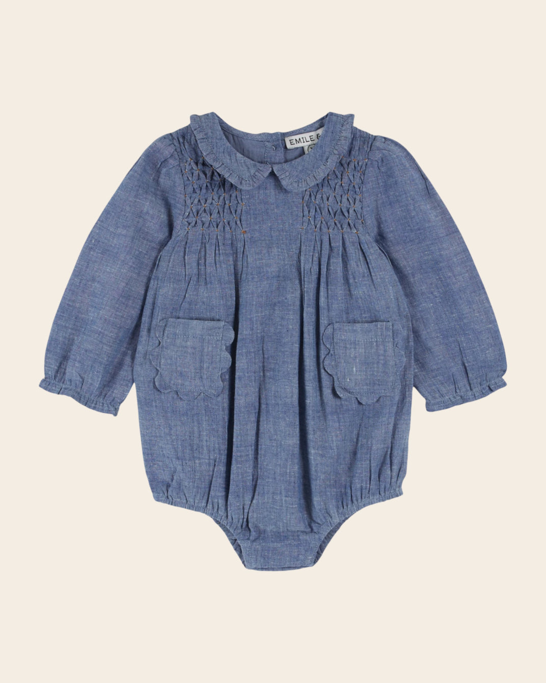 Combibloomer smocké chambray
