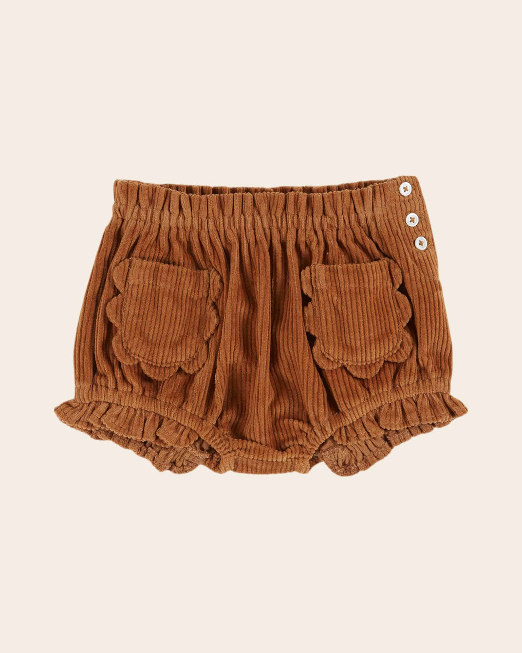 Bloomer velours poches fleurs caramel
