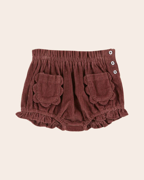 Bloomer - Velours poches fleurs bois de rose