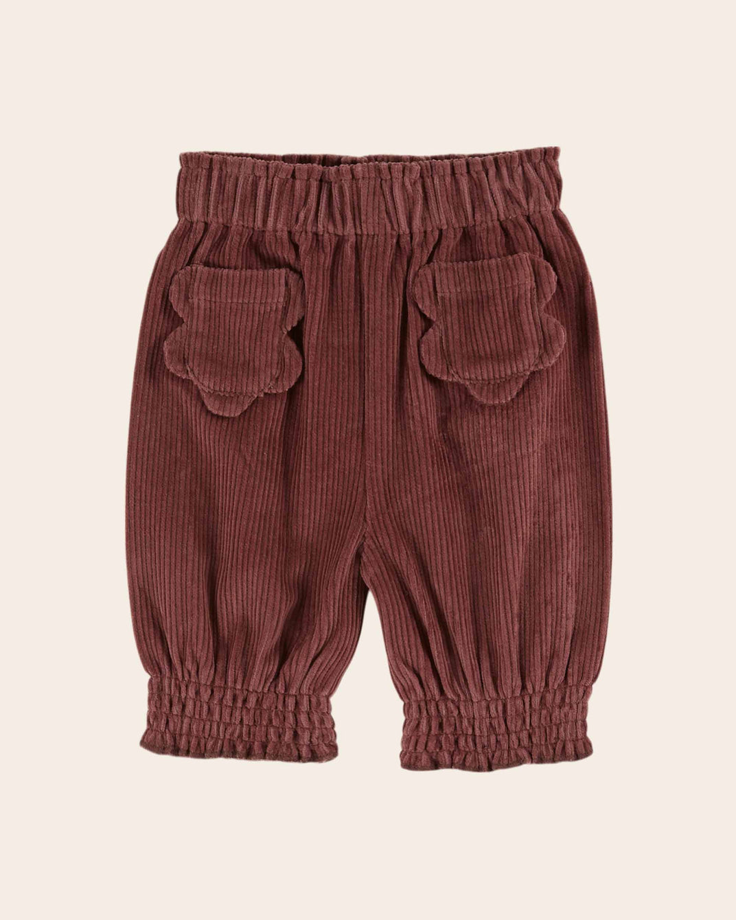 baby pants with purple flower pockets