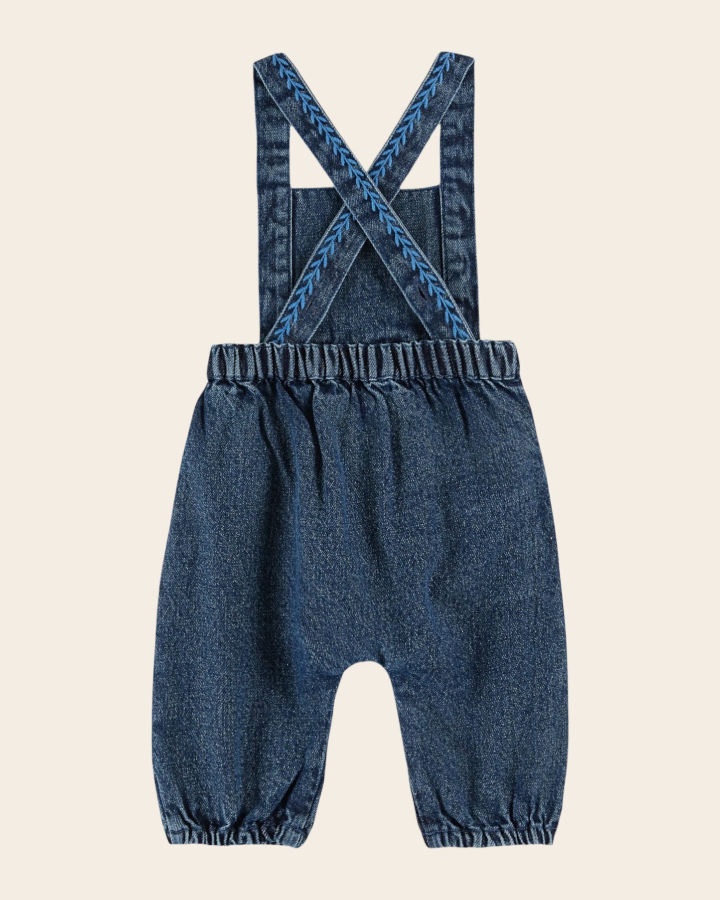 bb denim embroidered denim overalls