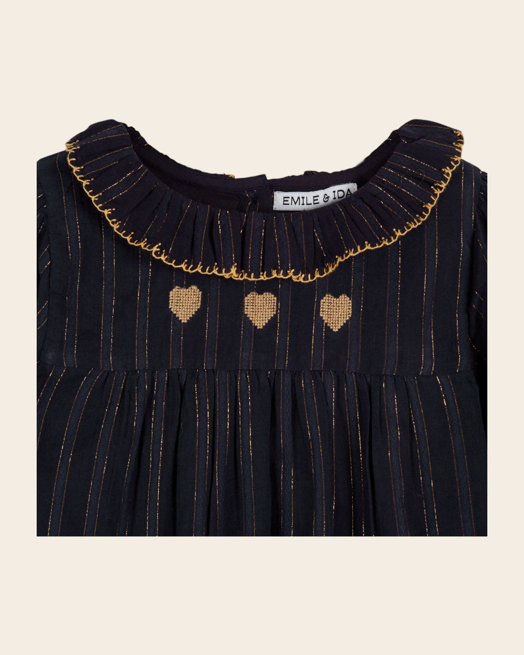 navy lurex embroidered lurex blouse