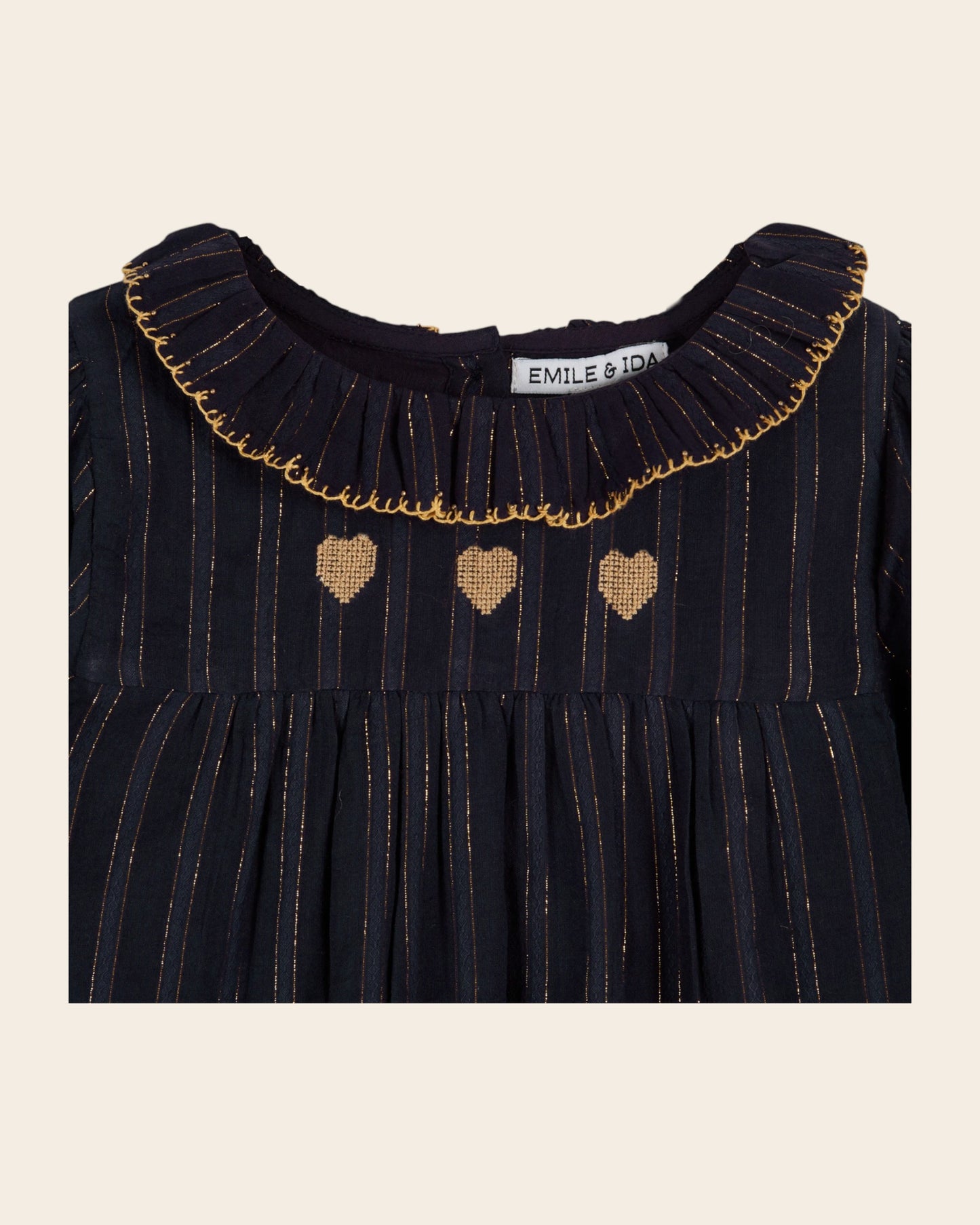 navy lurex embroidered lurex blouse