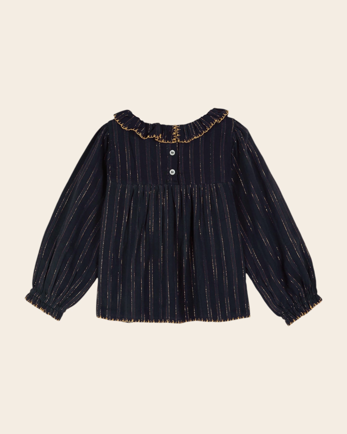 navy lurex embroidered lurex blouse