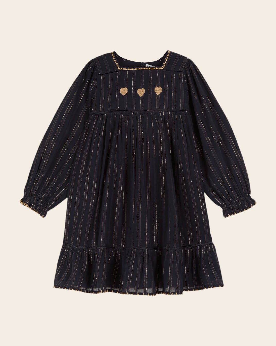 navy lurex embroidered lurex dress