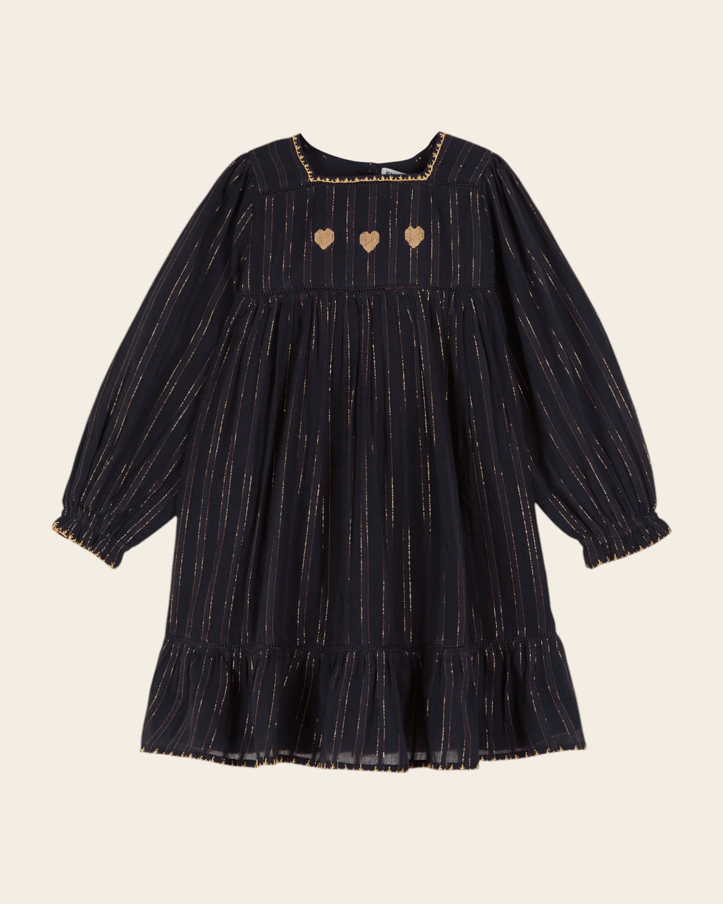 navy lurex embroidered lurex dress