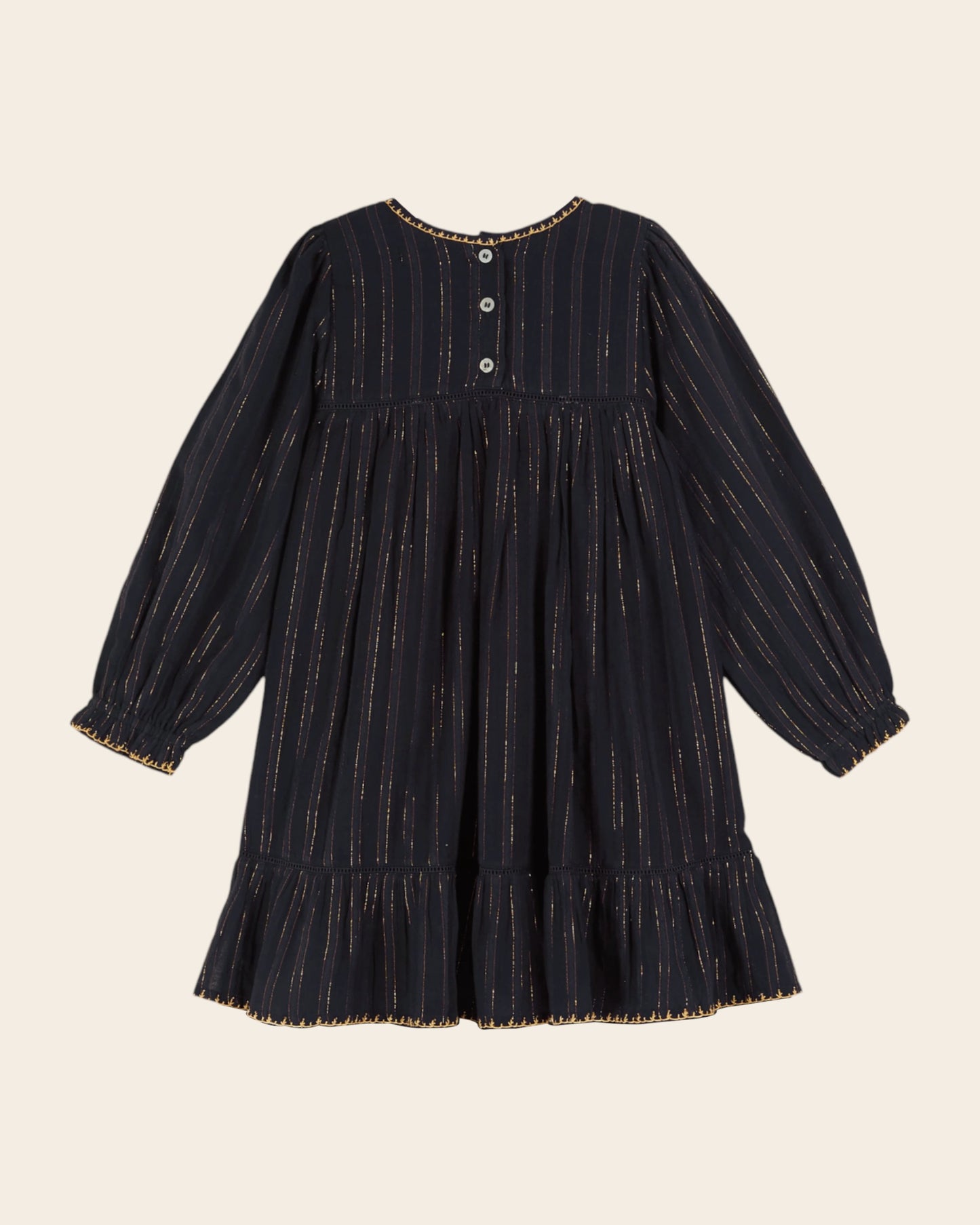 navy lurex embroidered lurex dress