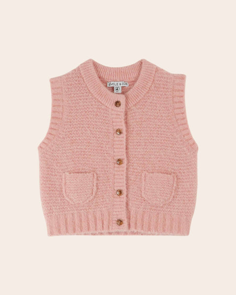 Cardigan - Sans manches ultra doux rose