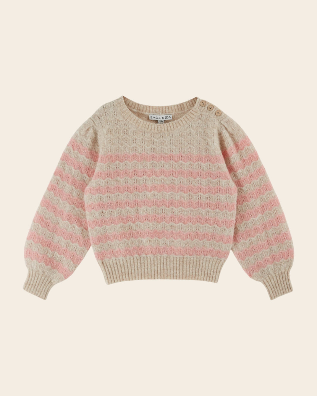 Pull rayures vague beige et rose