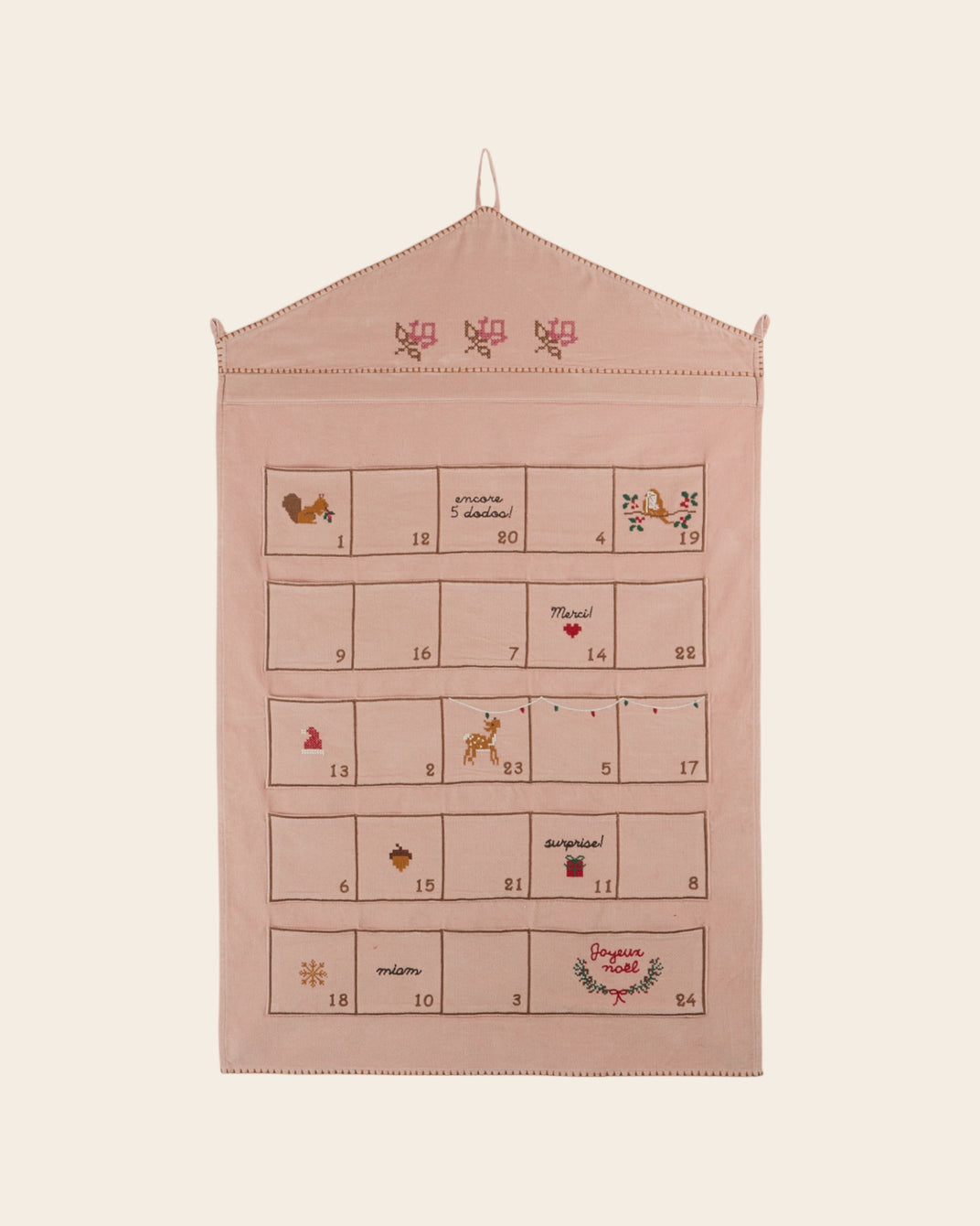 Calendrier de l'avent rose poudré