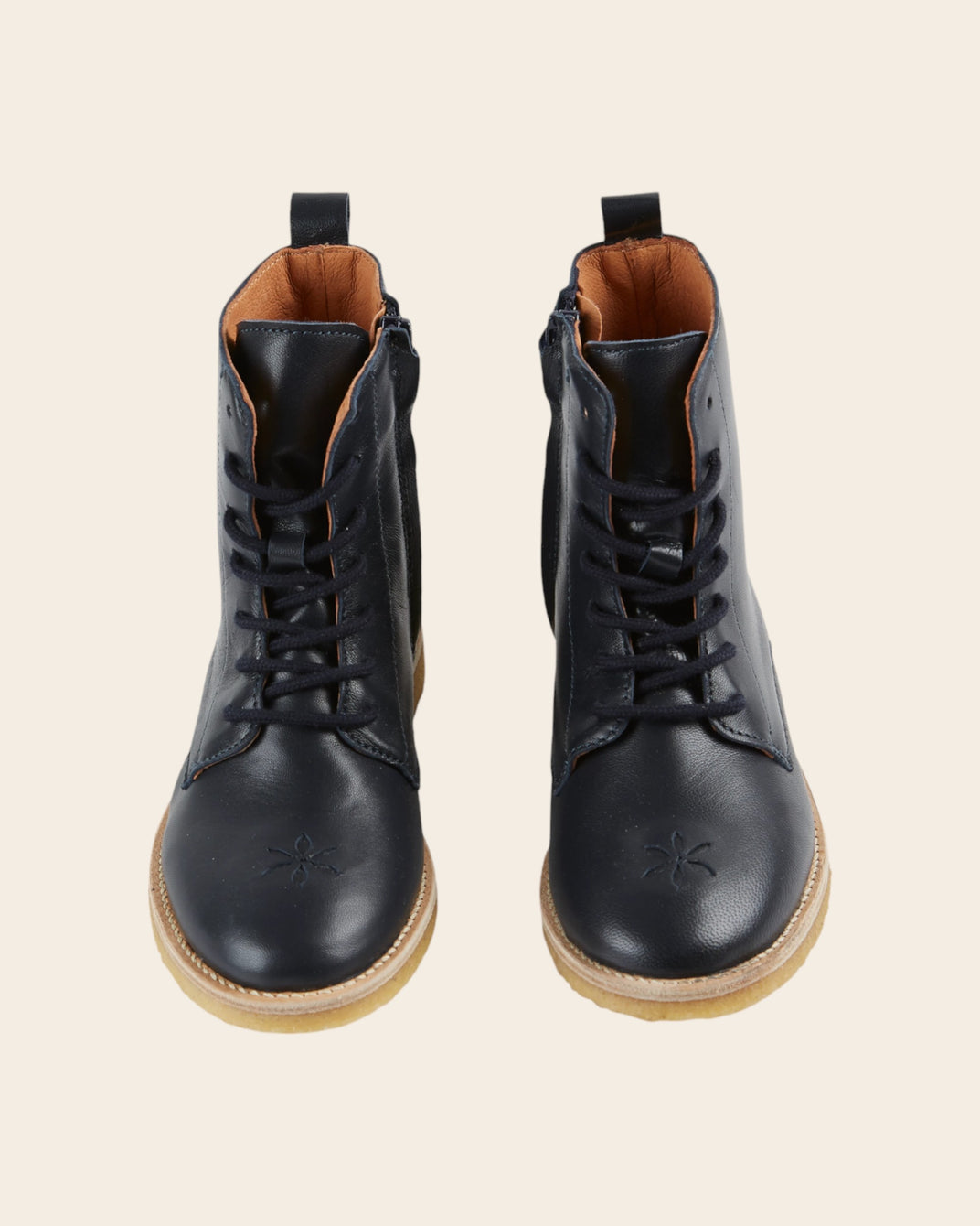 navy lace-up boots