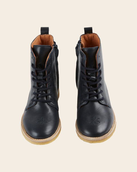 Boots à lacets - Cuir bleu marine