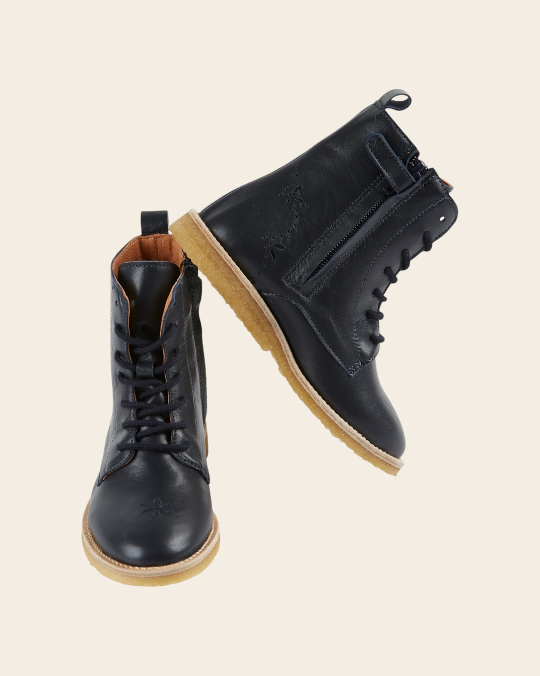 navy lace-up boots