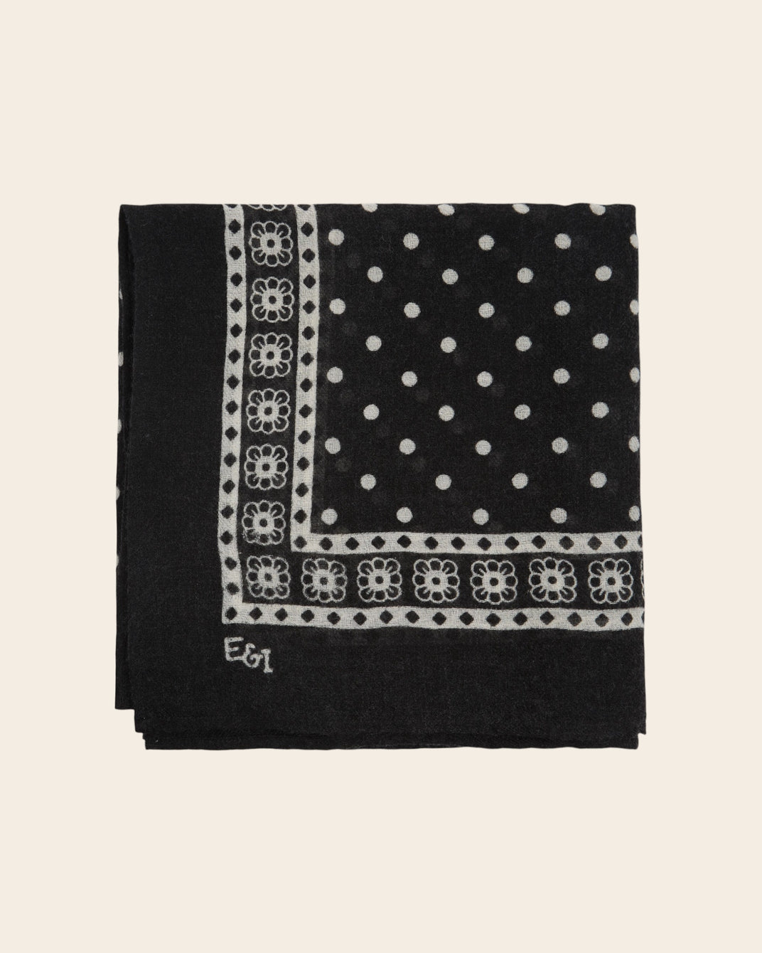 Foulard à pois noir 100 x 100 cm