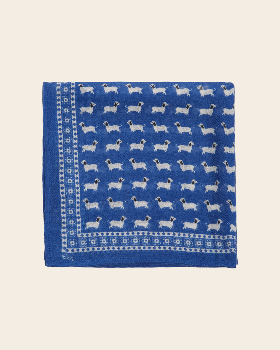 Foulard teckels bleu 50 x 50 cm