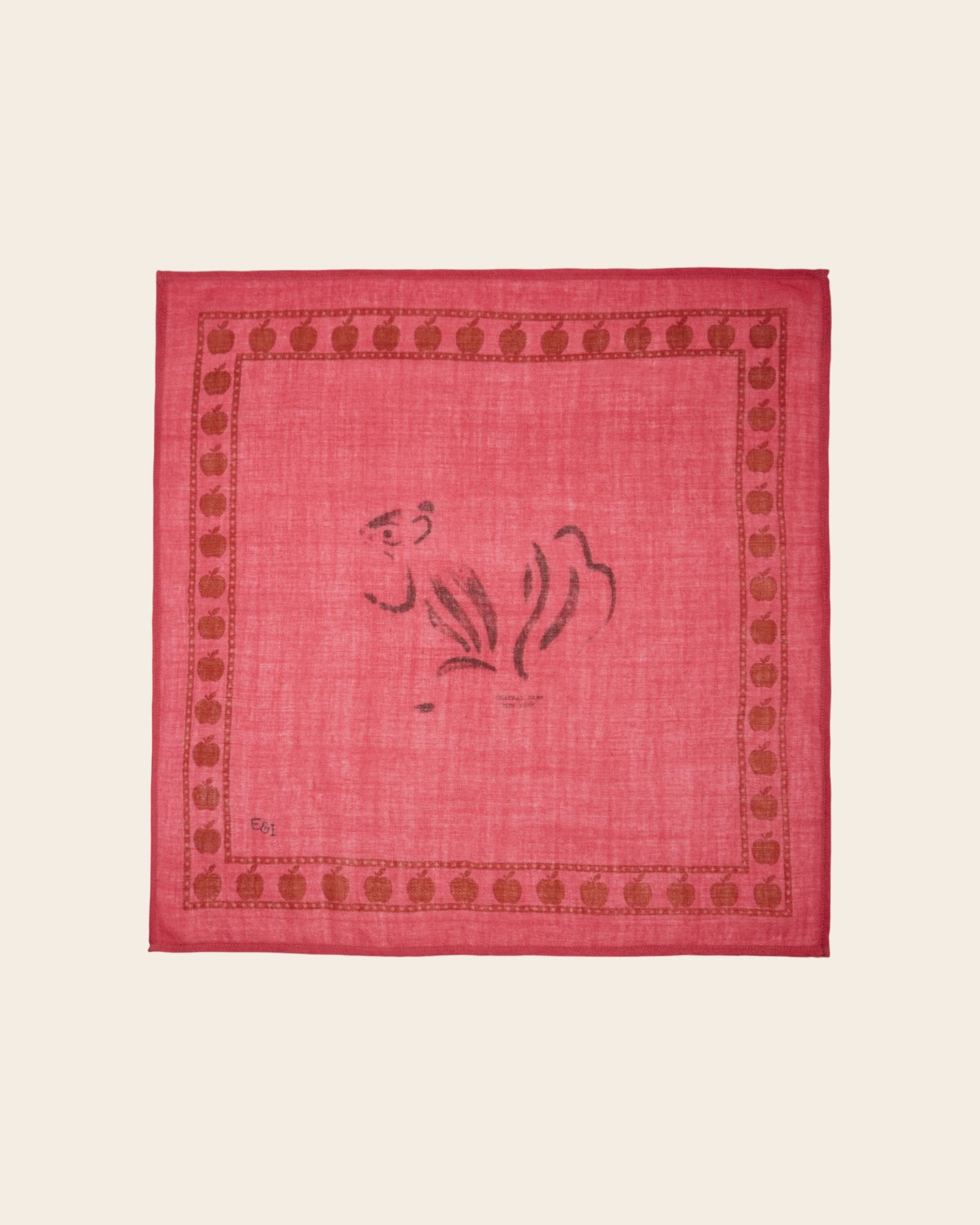 Foulard écureuil rose 50 x 50 cm