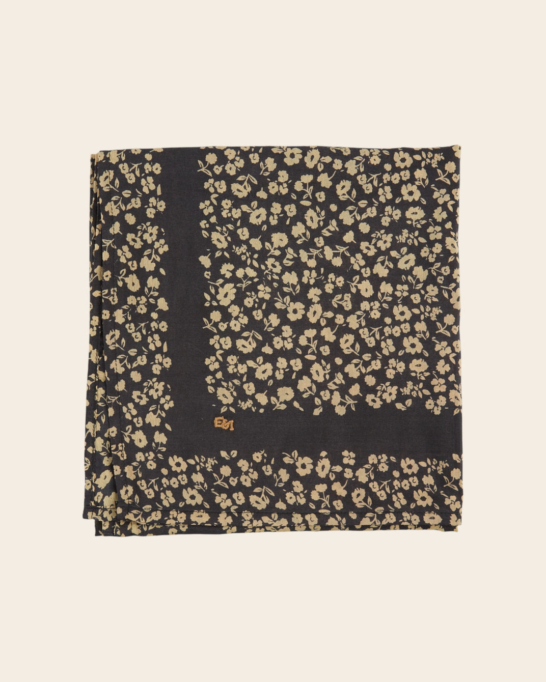 Foulard anémone noir 100 x 100 cm