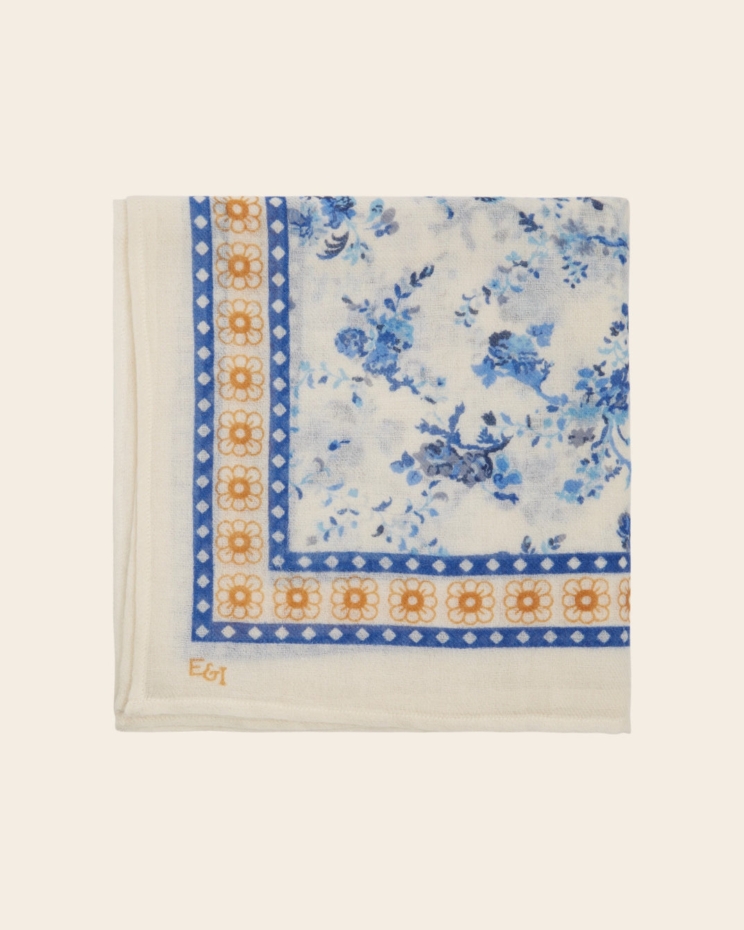 Foulard orchid bleu 100 x 100 cm