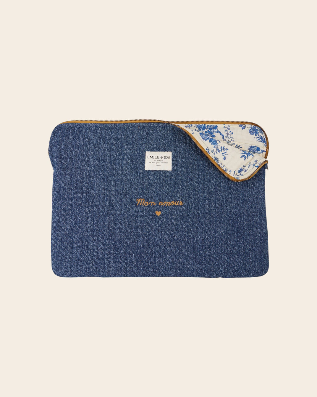 Pochette d'ordinateur denim bleu