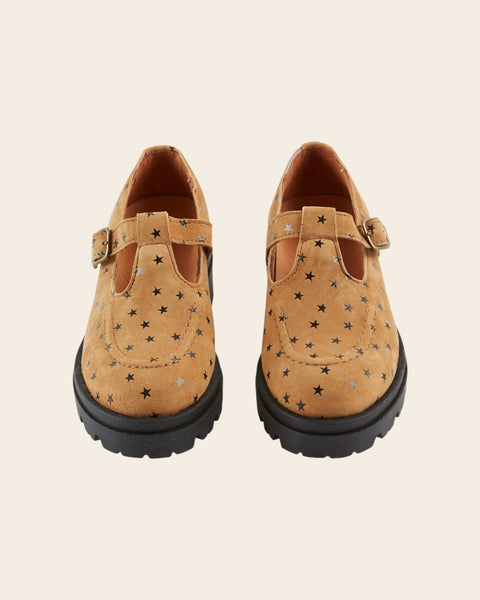 Mocassins salomé cuir étoiles caramel