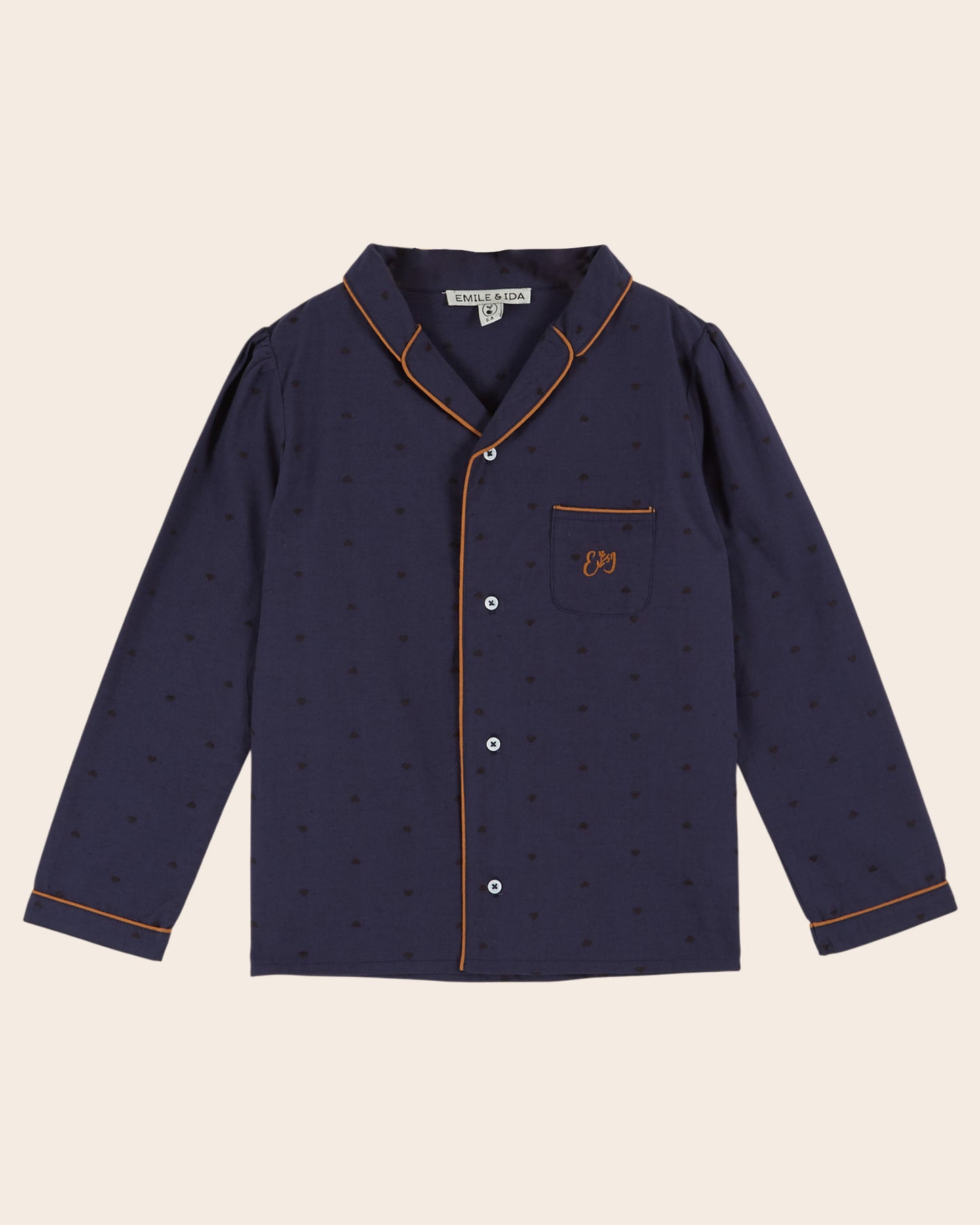 Pyjama fille coeurs brodés navy