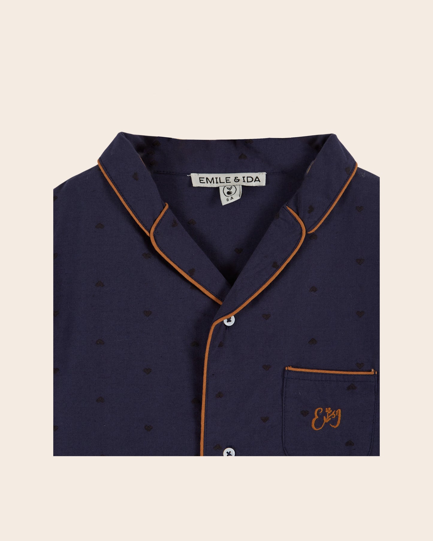 Pyjama fille coeurs brodés navy