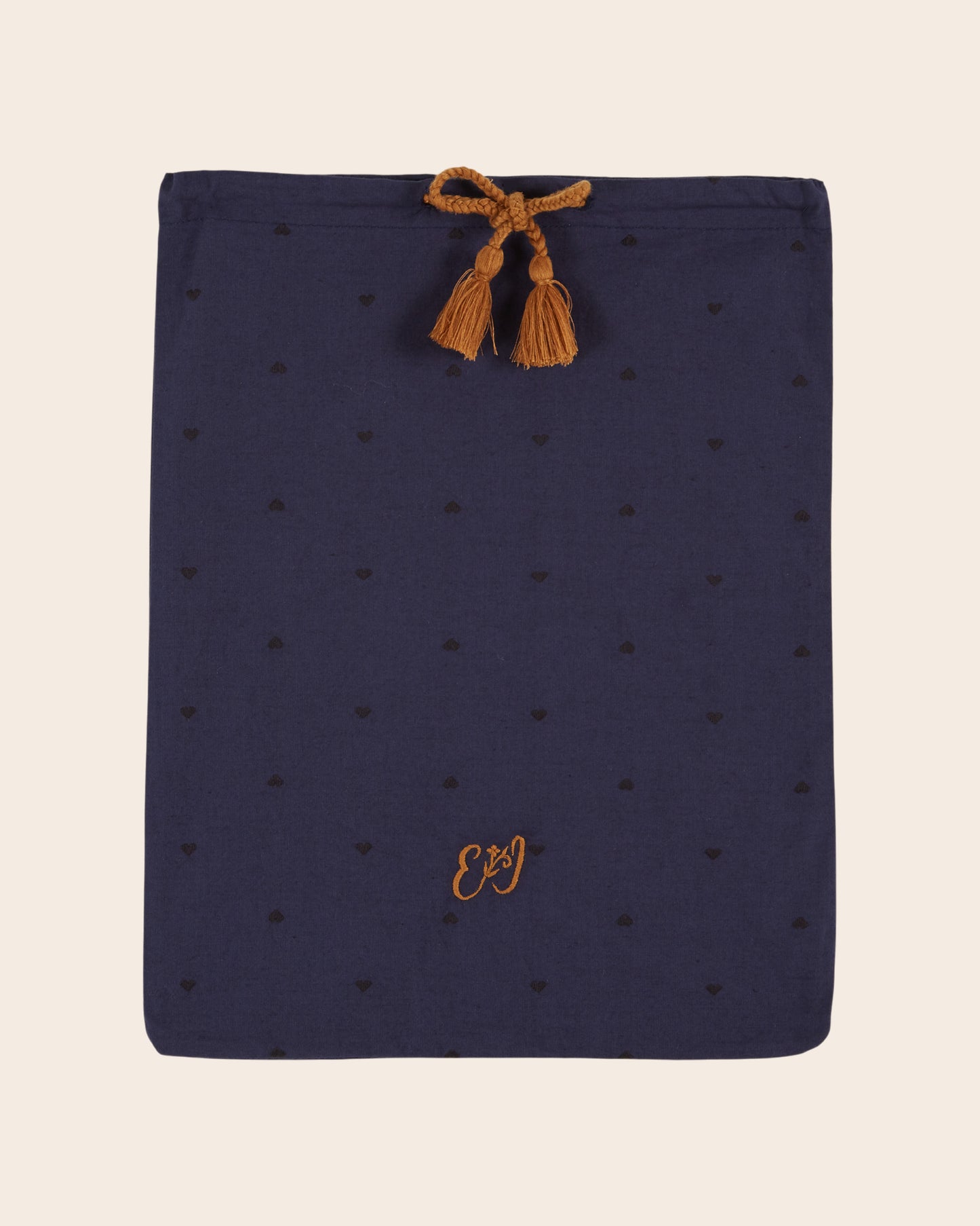 Pyjama femme coeurs brodés navy