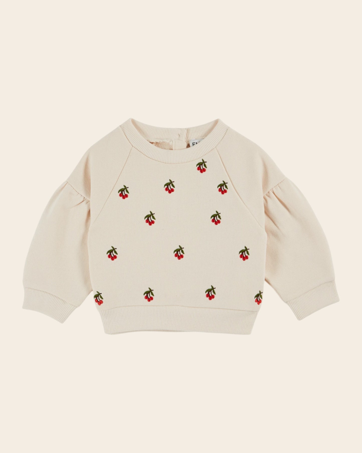Sweat - Brodé cerises crème