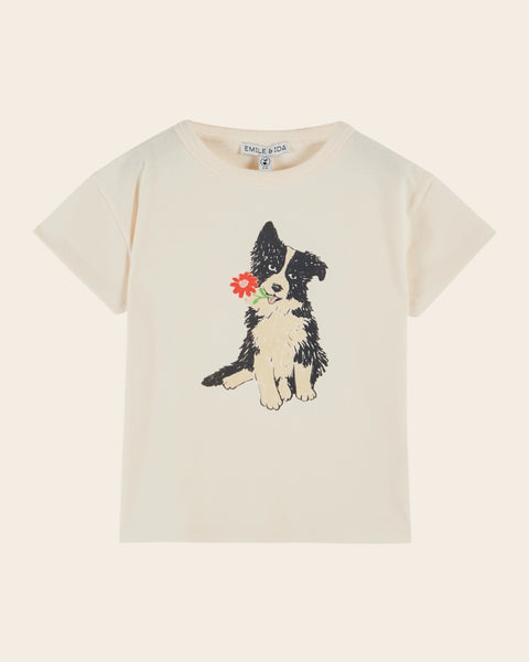 T-shirt - Border collie crème