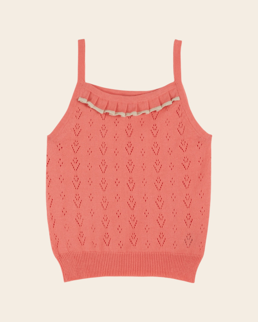 Top - Pointelle rose vif