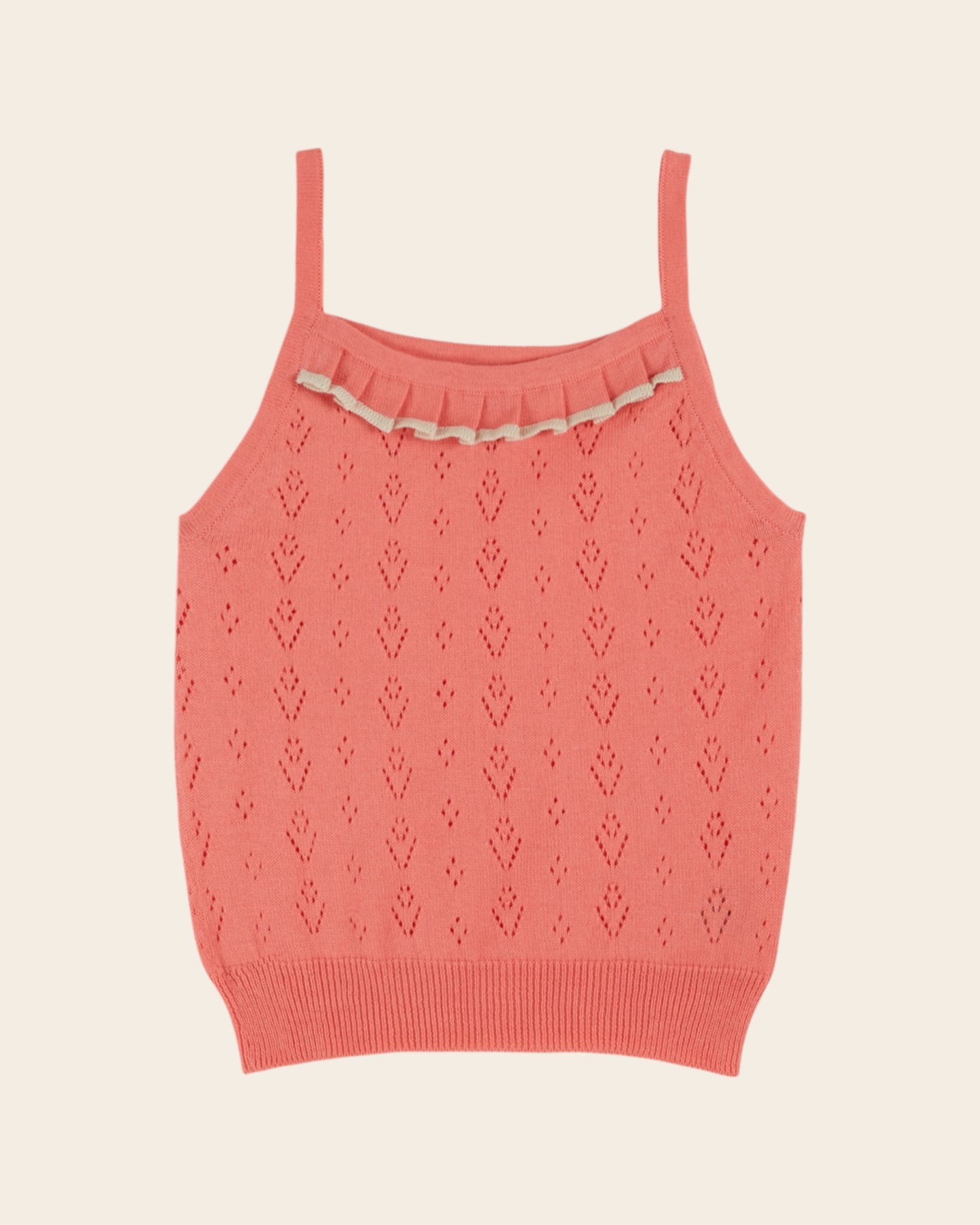 Top - Pointelle rose vif