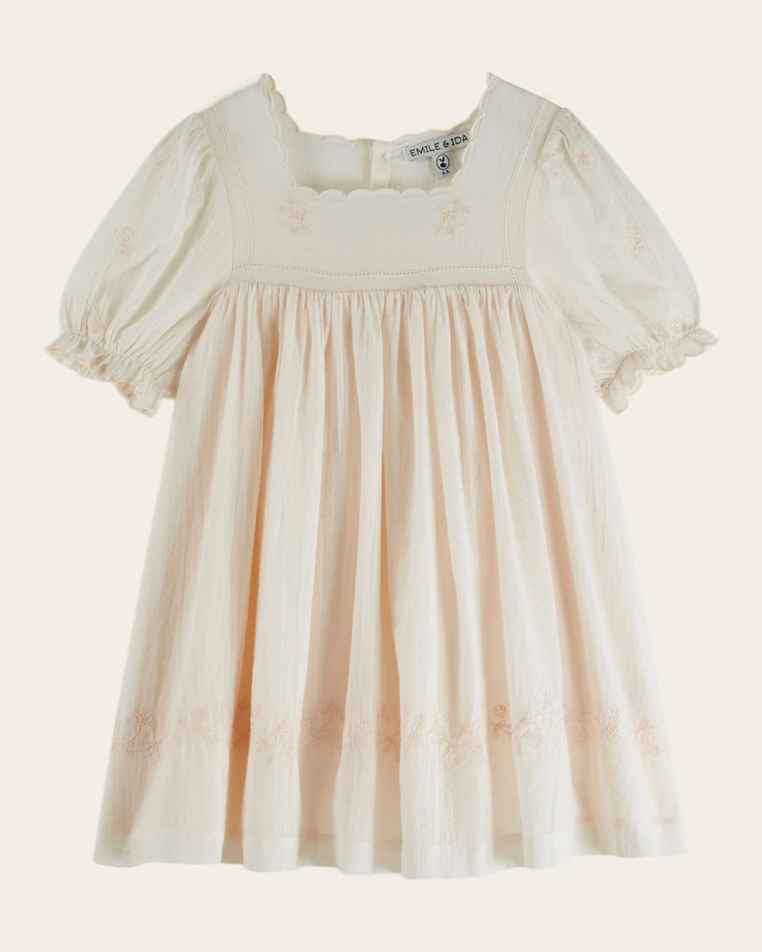 Robe - Brodée texturée écru