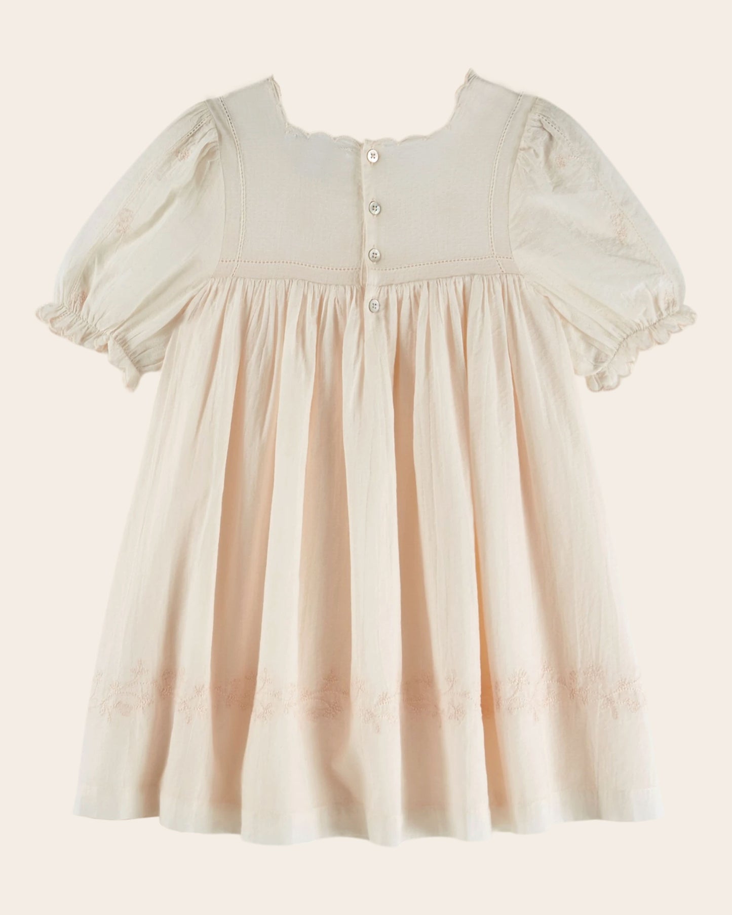 Robe - Brodée texturée écru
