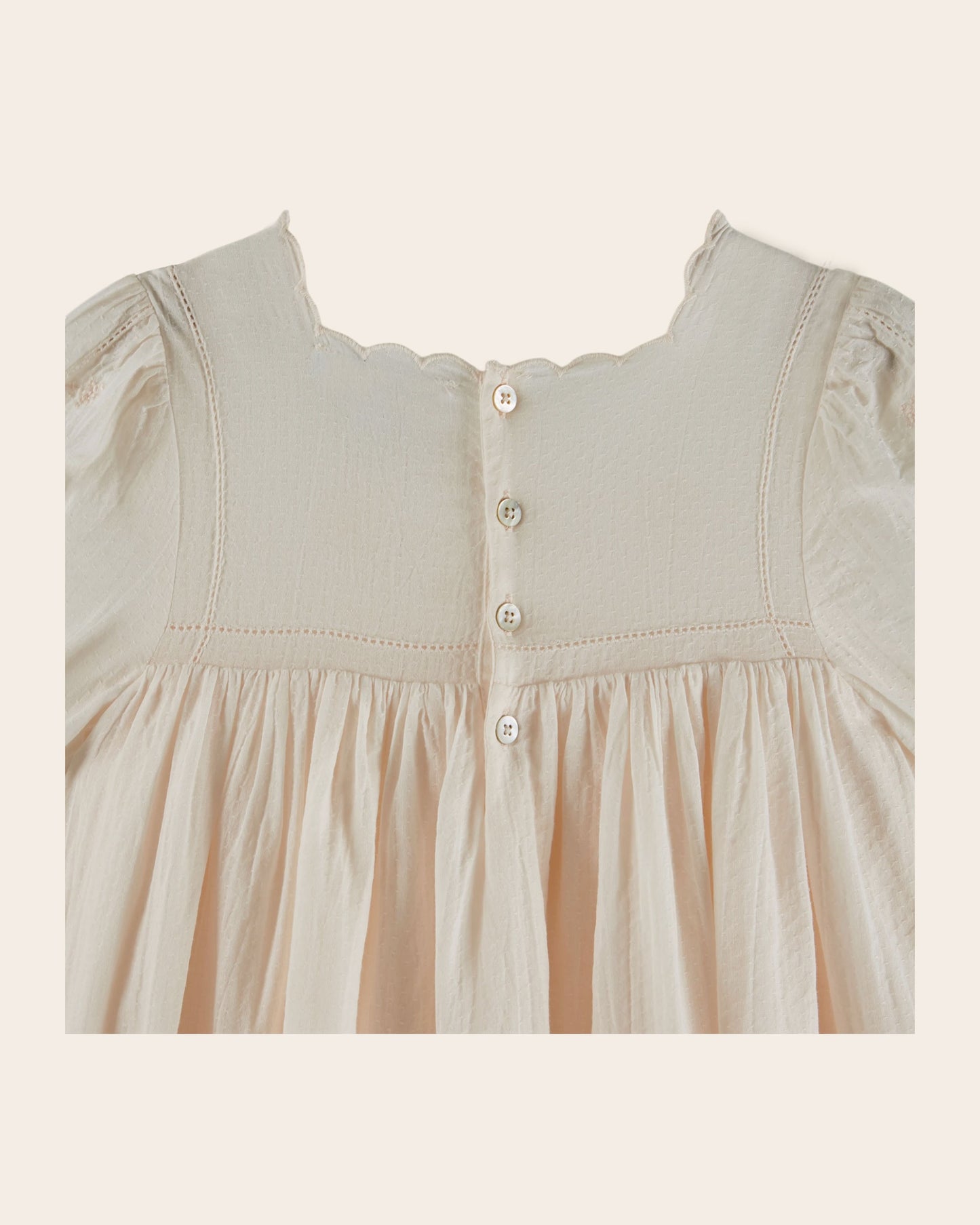 Robe - Brodée texturée écru