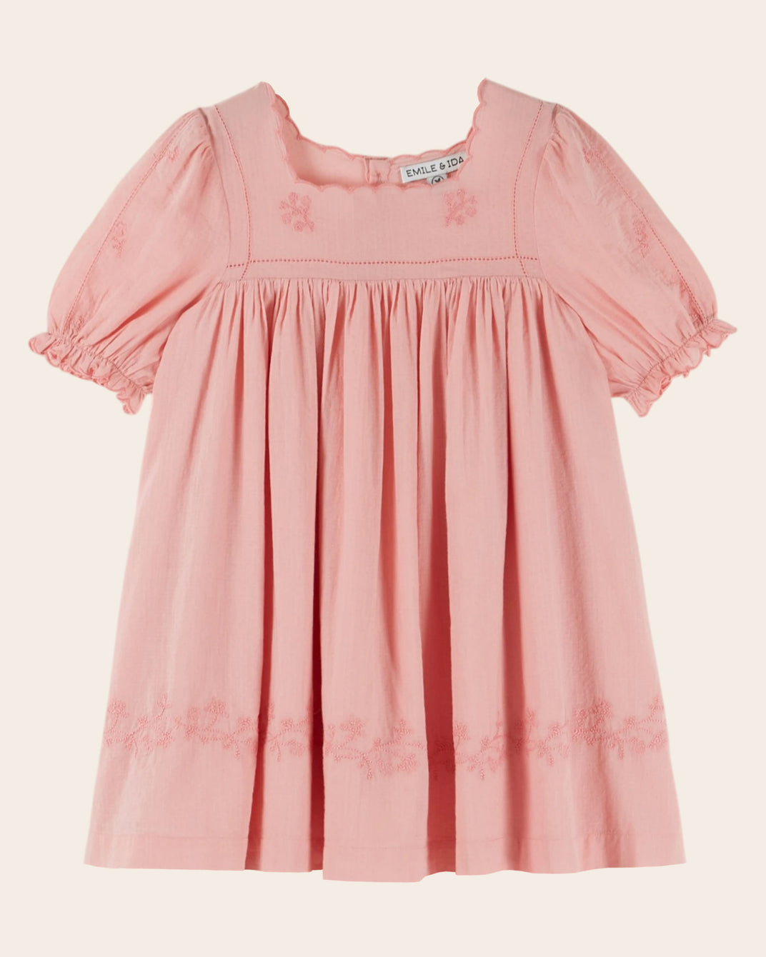 Robe - Brodée texturée rose