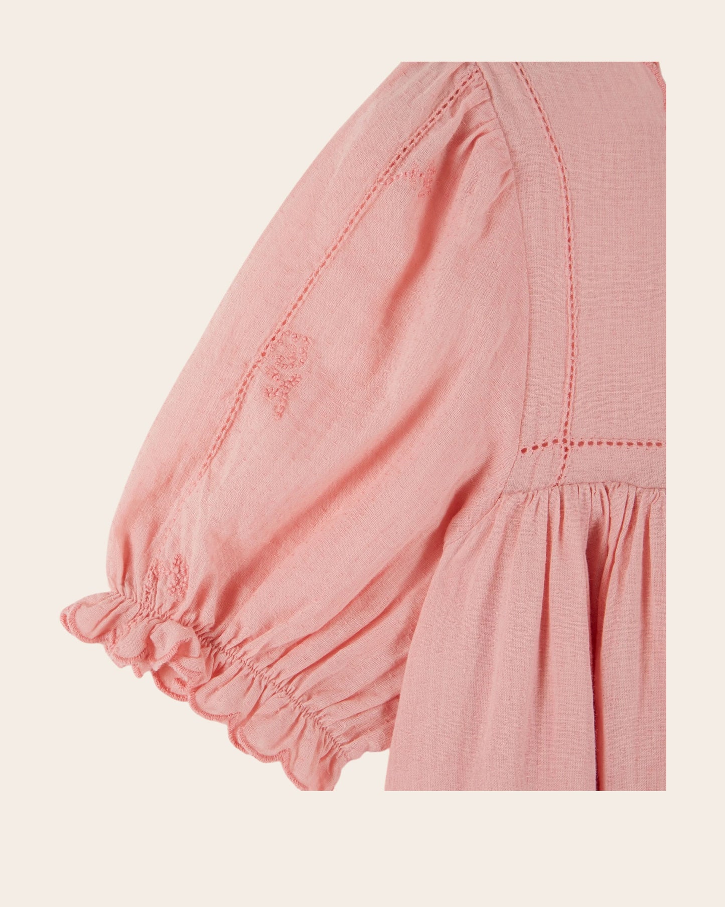 Robe - Brodée texturée rose