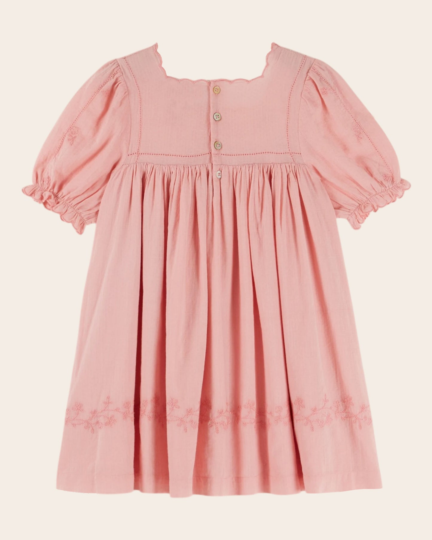 Robe - Brodée texturée rose