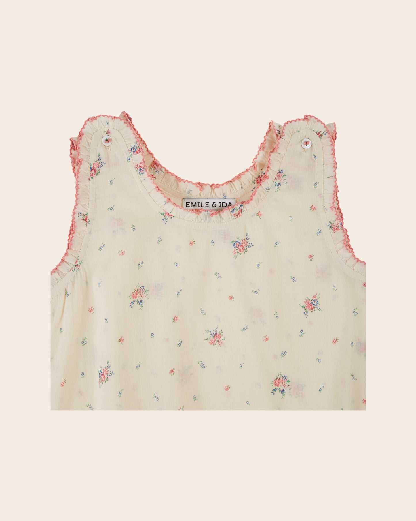 Top - Voile de coton fleuri écru