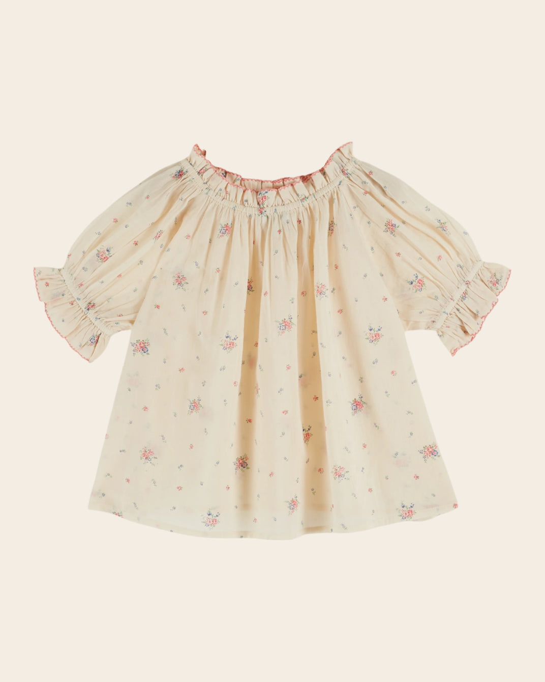 Blouse - Voile de coton fleuri écru