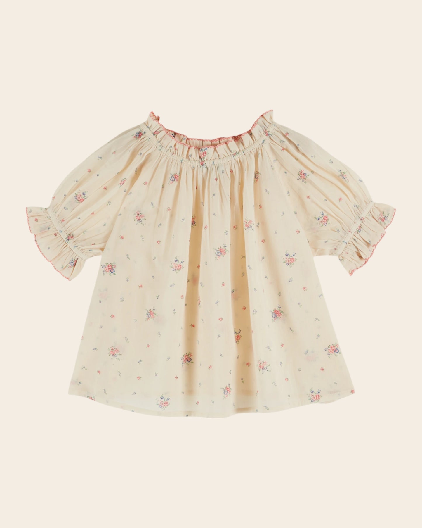 Blouse - Voile de coton fleuri écru