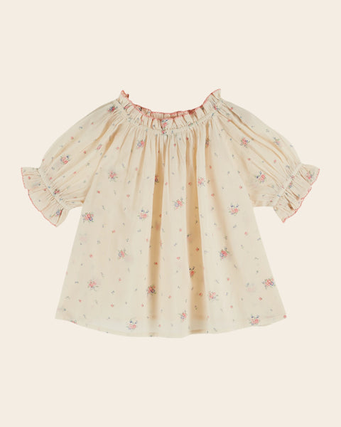 Blouse - Voile de coton fleuri écru