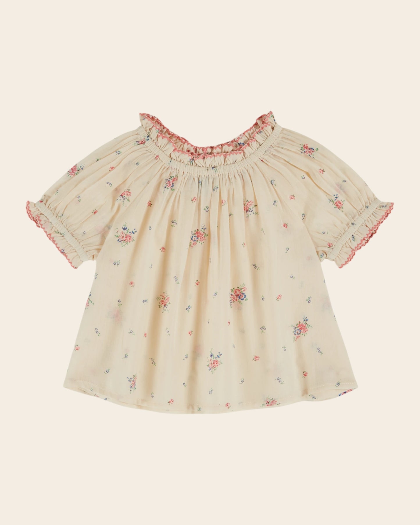 Blouse - Voile de coton fleuri écru