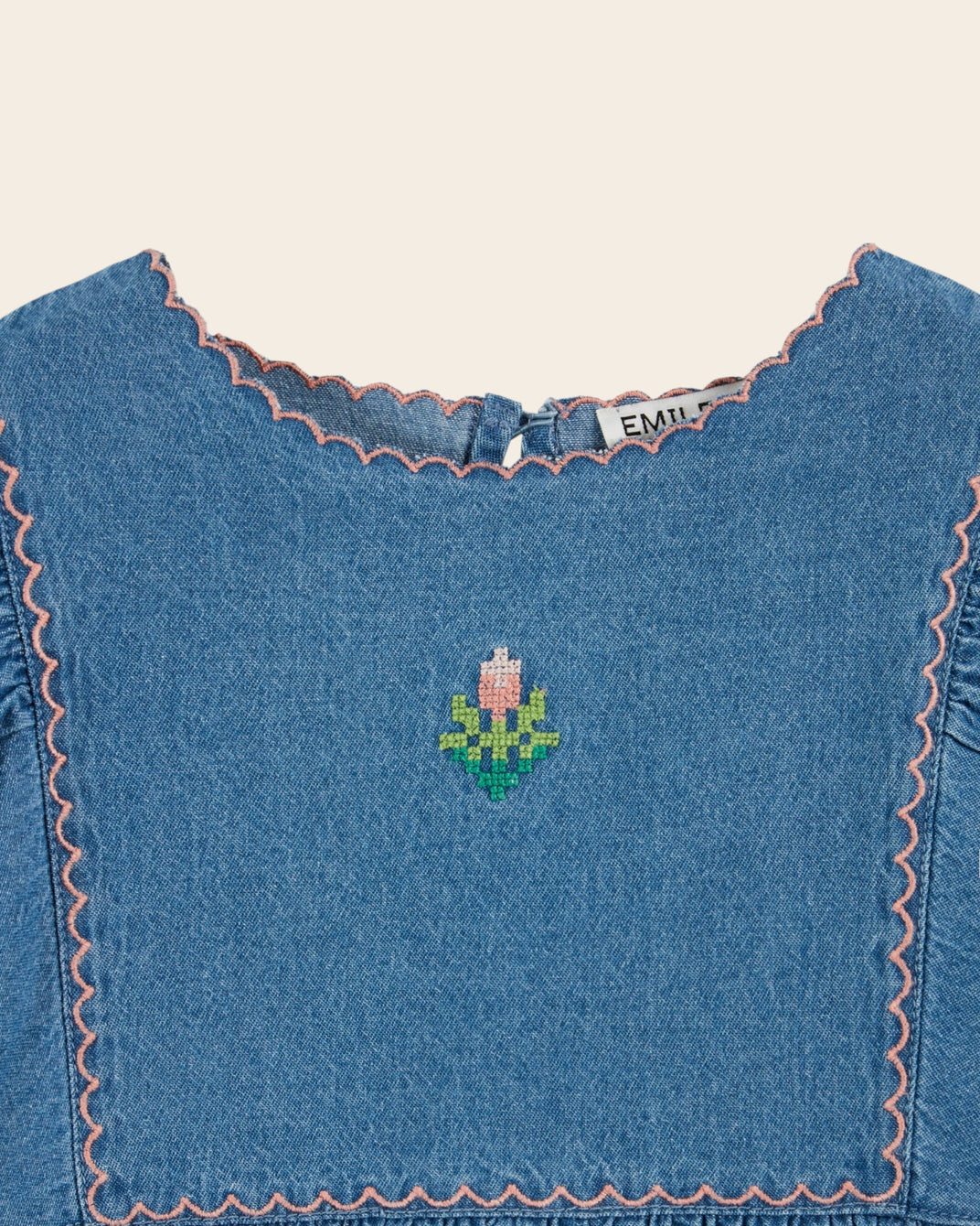 Blouse - Brodé fleur denim