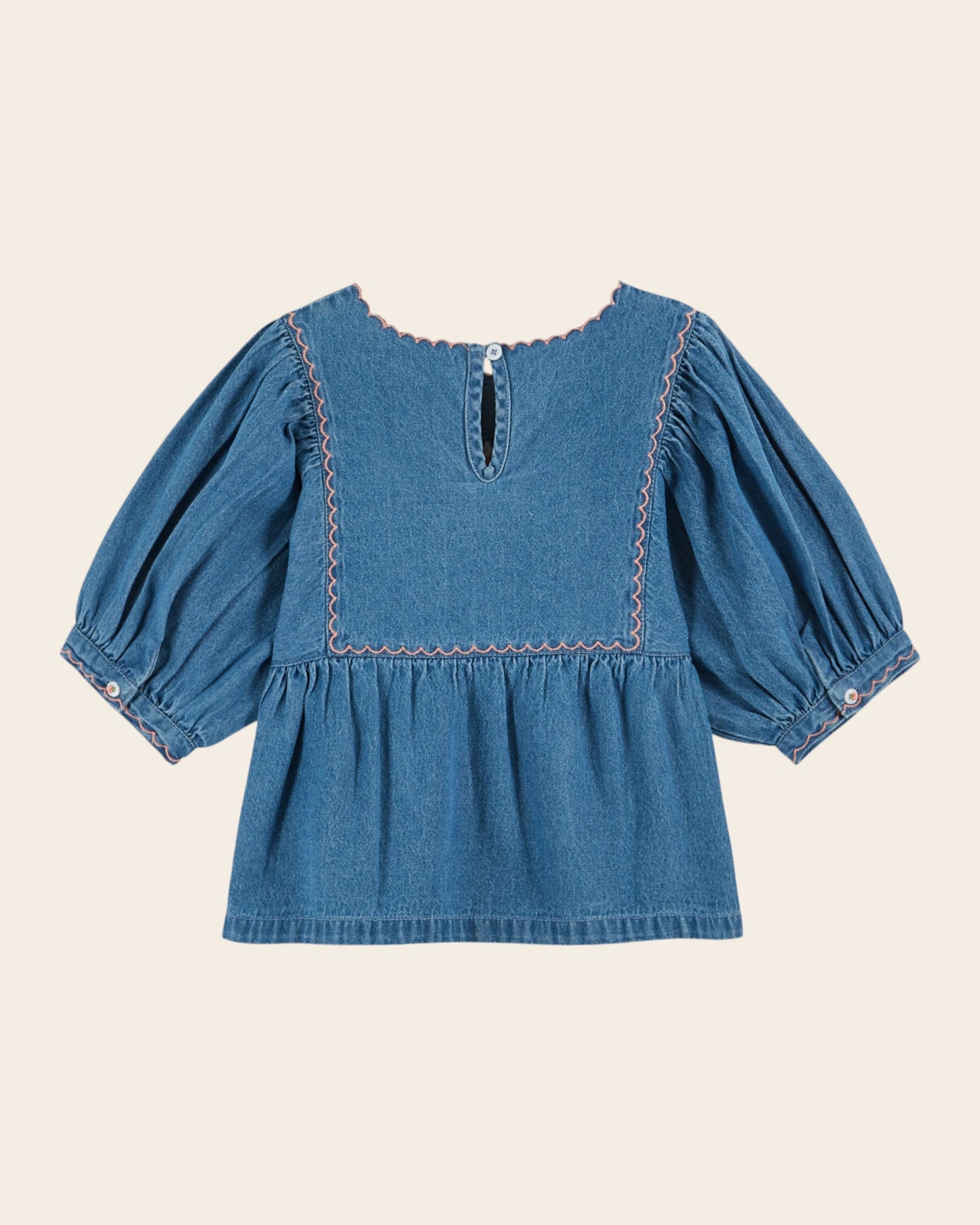 Blouse - Brodé fleur denim