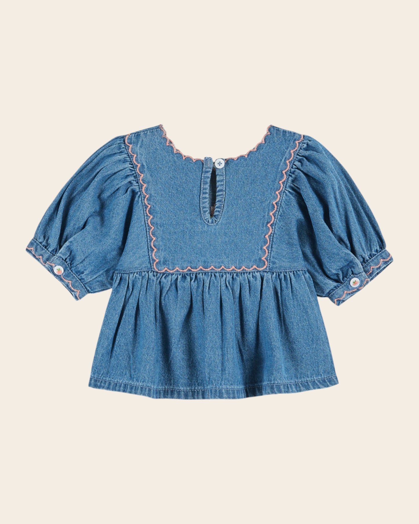 Blouse - Brodé fleur denim