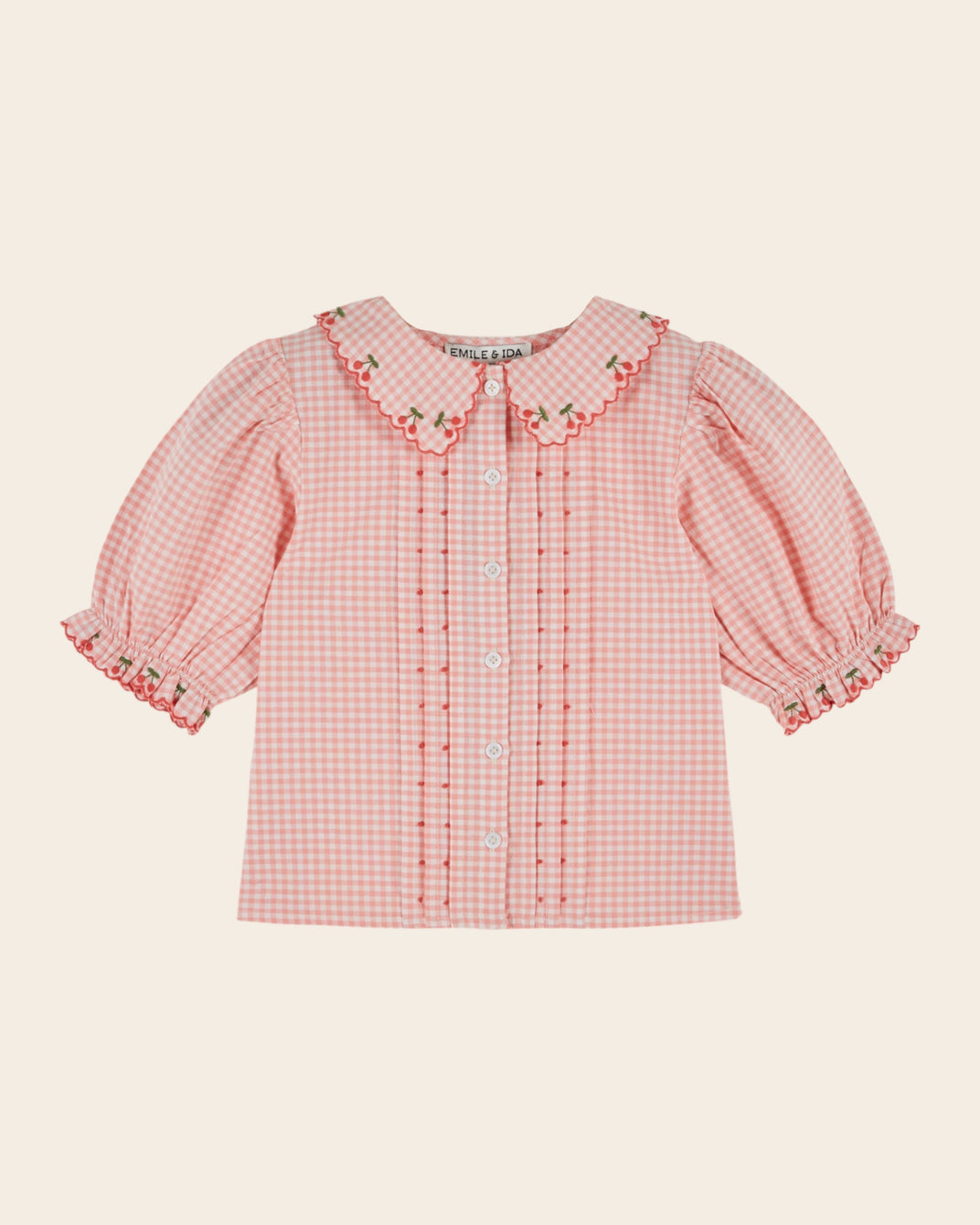 Blouse - Brodé vichy rose