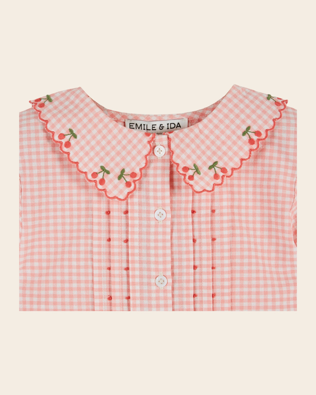 Blouse - Brodé vichy rose