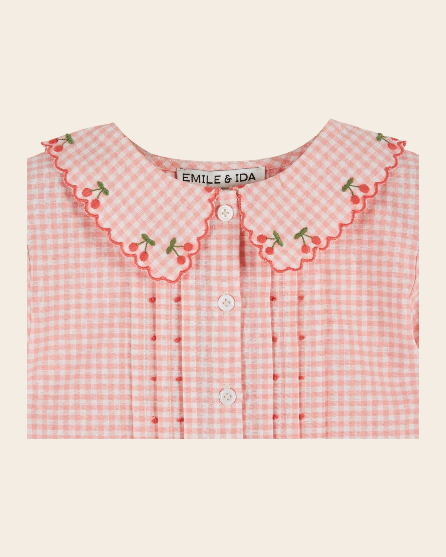Blouse - Brodé vichy rose