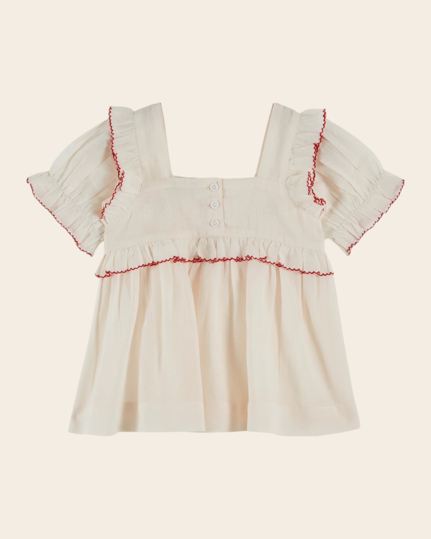 Blouse - Brodée fraises crème